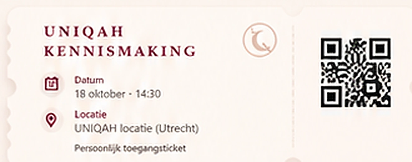 Voorbeeld van een UNIQAH kennismakingsticket